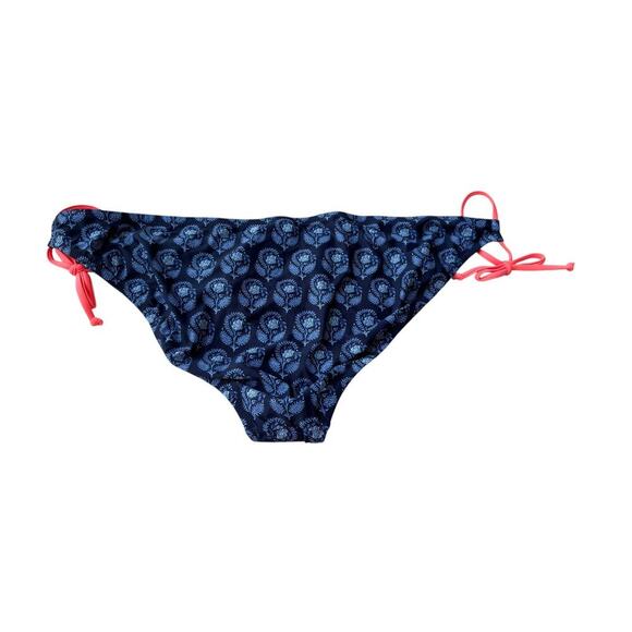 J.Crew Navy Bouquet Block Print String Bikini Bottom With Side Ties Size 3X - Picture 7 of 7